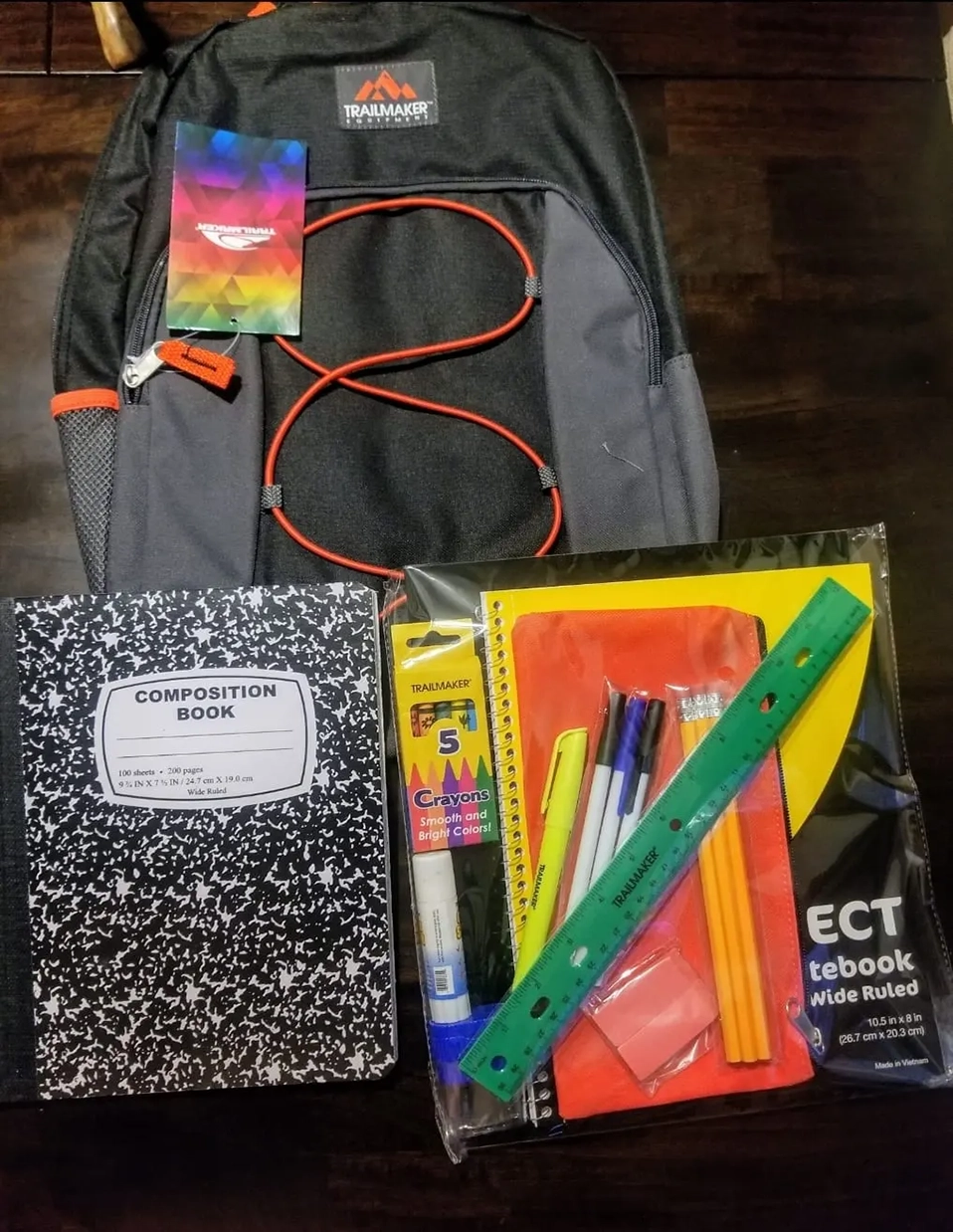 backpack with supplies